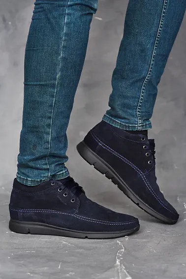 Чоловічі черевики замшеві зимові сині Vankristi 927 на хутрі фото 7 — інтернет-магазин Tapok