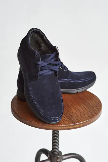 Мужские ботинки замшевые зимние синие Vankristi 927 на меху фото 9 — интернет-магазин Tapok