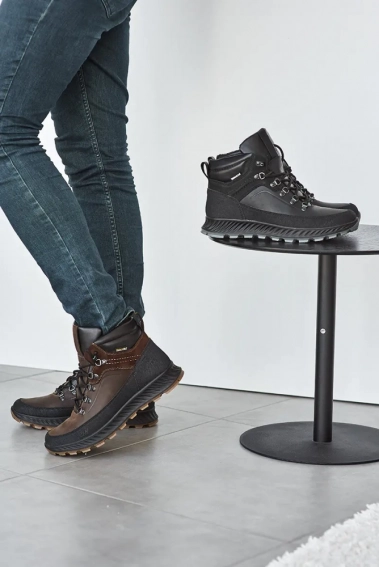 Мужские кроссовки кожаные зимние черные Nivas 006 на меху фото 3 — интернет-магазин Tapok