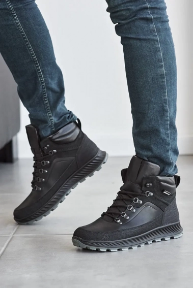 Мужские кроссовки кожаные зимние черные Nivas 006 на меху фото 6 — интернет-магазин Tapok