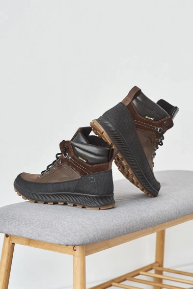Чоловічі кросівки шкіряні зимові коричневі Nivas 006 на хутрі фото 8 — інтернет-магазин Tapok