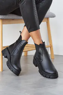 Жіночі черевики шкіряні зимові чорні Emirro 205 на хутрі
