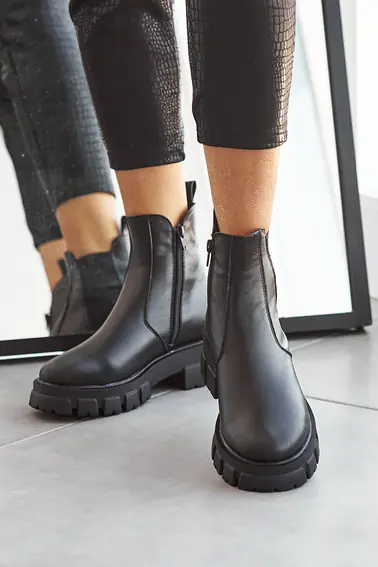 Жіночі черевики шкіряні зимові чорні Emirro 205 на хутрі фото 3 — інтернет-магазин Tapok