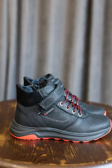 Підліткові черевики шкіряні зимові чорні Levons Л-54 на хутрі фото 5 — інтернет-магазин Tapok
