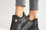 Жіночі кросівки шкіряні зимові чорні Yuves 8011 на хутрі Фото 4