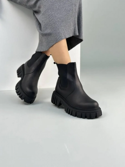 Ботинки женские кожаные черные с резинкой зимние фото 12 — интернет-магазин Tapok