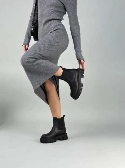 Ботинки женские кожаные черные с резинкой зимние фото 14 — интернет-магазин Tapok