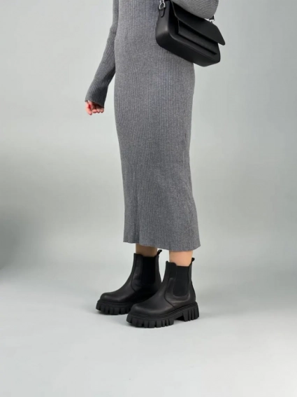 Ботинки женские кожаные черные с резинкой зимние фото 15 — интернет-магазин Tapok