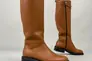 Сапоги женские кожаные коричневого цвета с ремешком без каблука зимние Фото 2