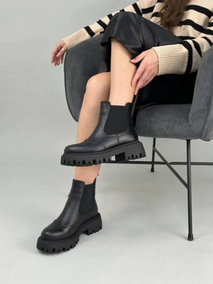Челси женские кожаные черные зимние фото 16 — интернет-магазин Tapok