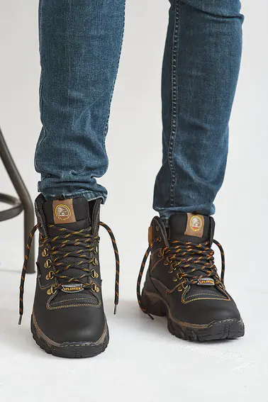 Чоловічі кросівки шкіряні зимові чорні Splinter Б 0213 на меху фото 3 — інтернет-магазин Tapok