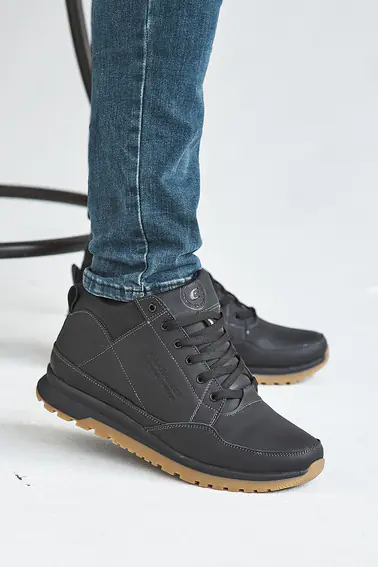Мужские кроссовки кожаные зимние черные Emirro 100 на меху фото 2 — интернет-магазин Tapok