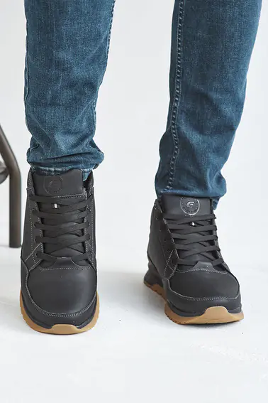 Мужские кроссовки кожаные зимние черные Emirro 100 на меху фото 3 — интернет-магазин Tapok