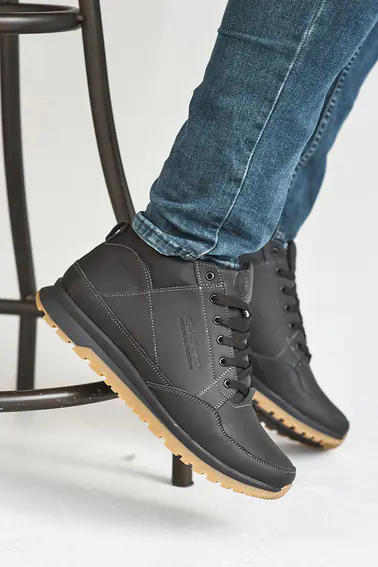 Мужские кроссовки кожаные зимние черные Emirro 100 на меху фото 4 — интернет-магазин Tapok
