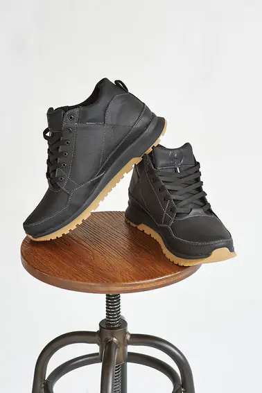 Мужские кроссовки кожаные зимние черные Emirro 100 на меху фото 6 — интернет-магазин Tapok