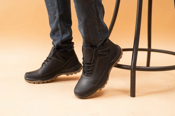 Чоловічі кросівки шкіряні зимові чорні Emirro 124 на хутрі фото 2 — інтернет-магазин Tapok