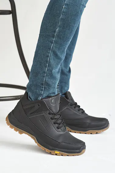 Мужские кроссовки кожаные зимние черные Emirro 124  на меху фото 10 — интернет-магазин Tapok