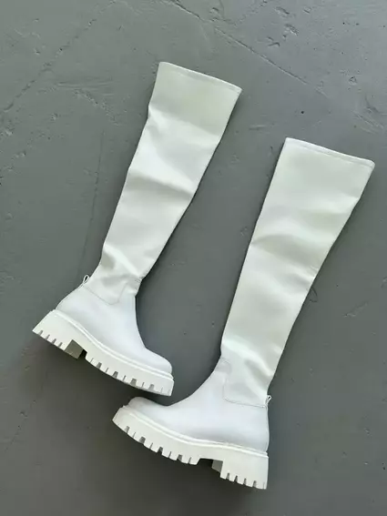 Сапоги чулки женские кожаные белые зимние фото 17 — интернет-магазин Tapok