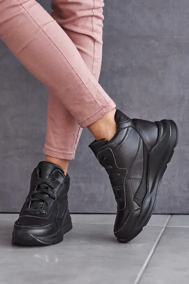 Жіночі кросівки зимові шкіряні чорні Yuves 1780 на хутрі фото 8 — інтернет-магазин Tapok