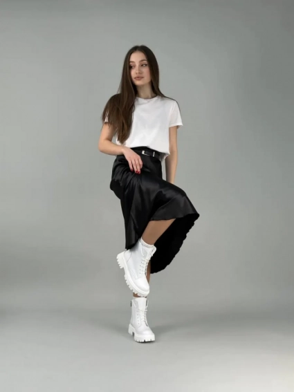 Ботинки женские кожаные белые на низком ходу зимние фото 18 — интернет-магазин Tapok