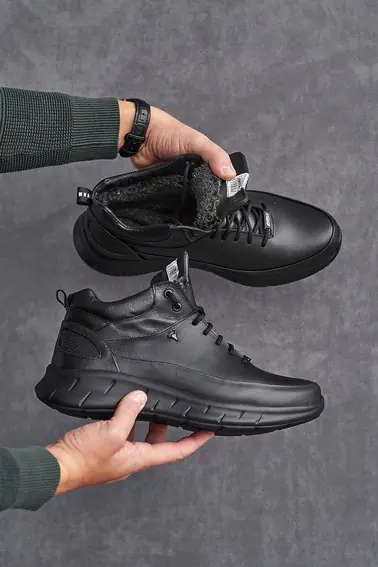 Мужские кроссовки кожаные зимние черные Extrem 1570 на меху фото 7 — интернет-магазин Tapok