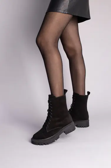 Ботинки женские замшевые черные зимние фото 2 — интернет-магазин Tapok