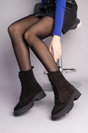 Ботинки женские замшевые черные зимние фото 7 — интернет-магазин Tapok