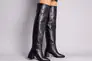 Ботфорты женские кожаные черного цвета с обтянутым каблуком зимние Фото 9