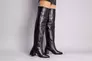 Ботфорты женские кожаные черного цвета с обтянутым каблуком зимние Фото 10