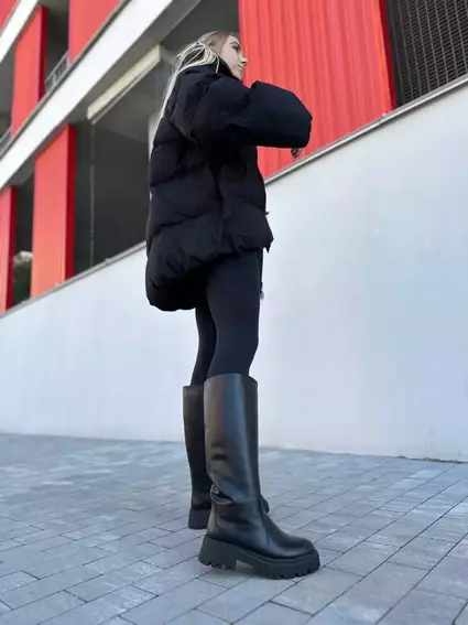 Сапоги-трубы женские кожаные черные зимние фото 12 — интернет-магазин Tapok