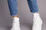 Кросівки жіночі шкіра флотар білого кольору на байку Фото 3