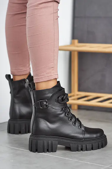 Жіночі черевики шкіряні зимові чорні Vlamax Б 67 на меху фото 8 — інтернет-магазин Tapok