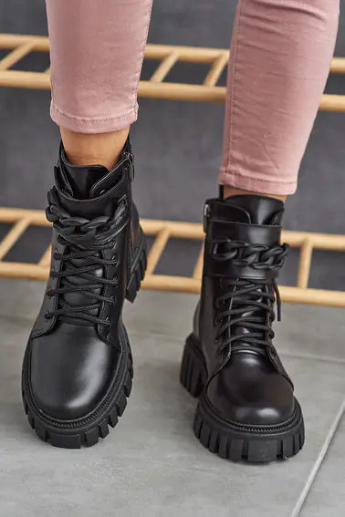 Женские ботинки кожаные зимние черные Vlamax Б 67 на меху фото 9 — интернет-магазин Tapok
