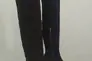Ботфорты женские замшевые черного цвета с обтянутым каблуком зимние Фото 2