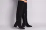 Ботфорты женские замшевые черного цвета с обтянутым каблуком зимние Фото 1