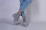 Ботинки женские замшевые серого цвета на шнурках и с замком зимние Фото 4