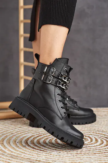 Жіночі шкіряні черевики зимові чорні Vikont 39-06-19 на хутрі фото 4 — інтернет-магазин Tapok
