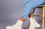 Черевики жіночі шкіряні молочного кольору на шнурках та із замком зимові Фото 5