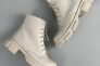 Ботинки женские кожаные молочного цвета на шнурках и с замком зимние Фото 26