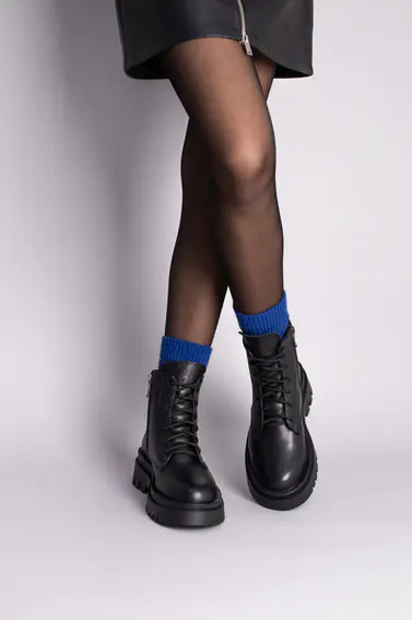 Ботинки женские кожаные черного цвета на меху фото 5 — интернет-магазин Tapok