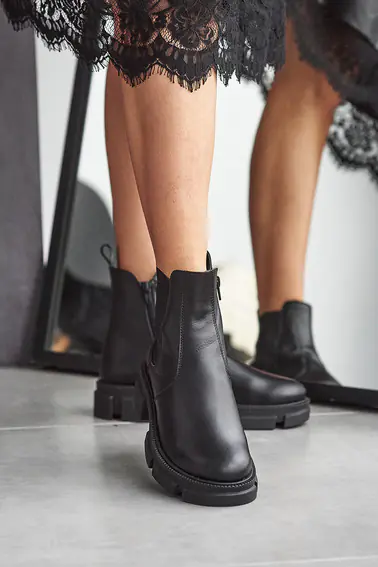 Женские ботинки кожаные зимние черные Чобіток 208 на меху фото 8 — интернет-магазин Tapok