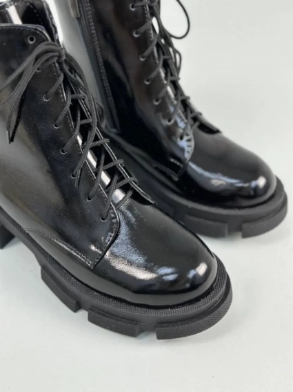 Ботинки женские кожа наплак черные на шнурках и с замком зимние фото 16 — интернет-магазин Tapok