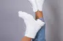 Ботинки женские кожаные белого цвета на шнурках и с замком зимние Фото 8