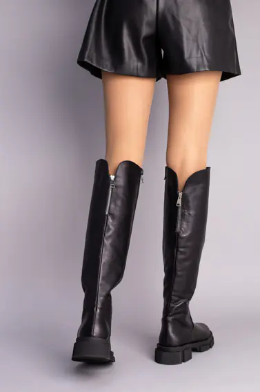 Ботфорты женские кожаные черные зимние фото 4 — интернет-магазин Tapok