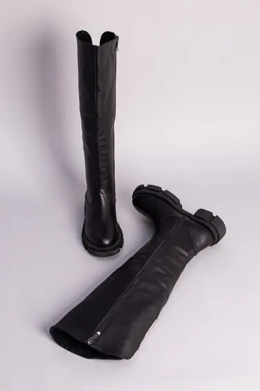 Ботфорты женские кожаные черные зимние фото 9 — интернет-магазин Tapok