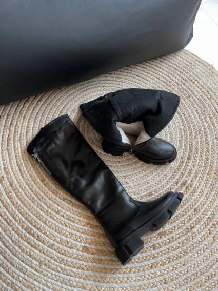 Ботфорти жіночі шкіряні чорні зимові фото 23 — інтернет-магазин Tapok