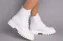 Ботинки женские кожаные белого цвета на шнурках на цигейке Фото 1