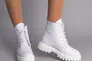 Черевики жіночі шкіряні білого кольору на шнурках на цигейці Фото 2