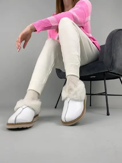 Угги женские кожаные белого цвета короткие фото 6 — интернет-магазин Tapok