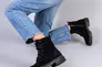 Ботинки женские замшевые черные на шнурках и с замком на цигейке Фото 4
